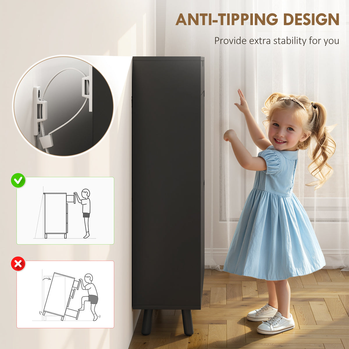 Narrow Shoe Cabinet for Entryway with 2 Flip Drawers, Top Drawer and Adjustable Shelves for 12 Pairs of – view 6