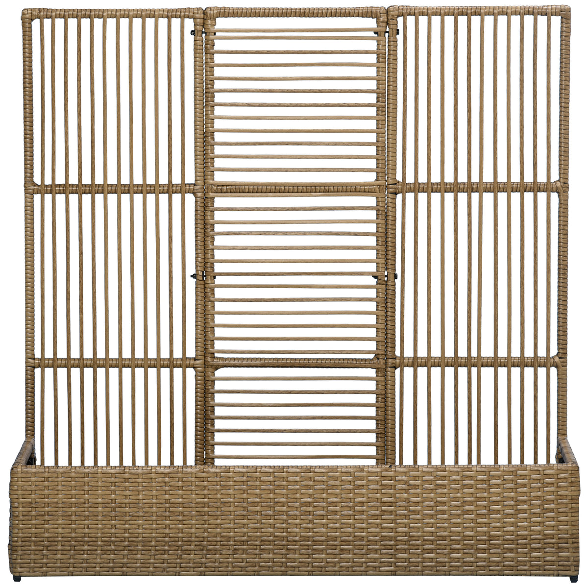 Raised Garden Bed with Lattice Trellis, Rattan Outdoor Planter with Storage for Garden, Patio, Balcony – view 8
