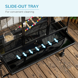 71" Bird Cage with Wheels Perches, Ramp, Storage Shelf, Toys for Canaries, Finches, Cockatiels, Parakeets – view 5