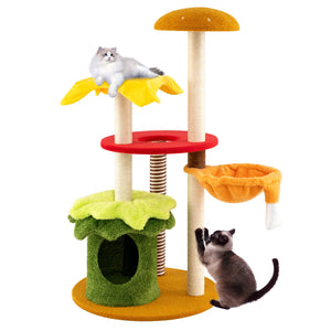 46 Inch Tall Cat Tree Multi-Level with Padded Perch and Hanging Basket Bed-Yellow view 4