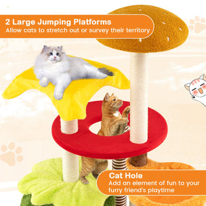 46 Inch Tall Cat Tree Multi-Level with Padded Perch and Hanging Basket Bed-Yellow view 9