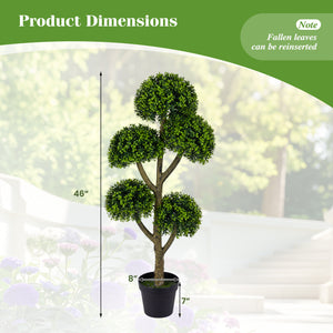 46-Inch Artificial Boxwood Topiary Tree Fake Potted Boxwood Tree with 5 Ball-Shaped Topiaries view 3