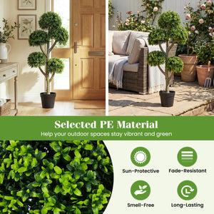 46-Inch Artificial Boxwood Topiary Tree Fake Potted Boxwood Tree with 5 Ball-Shaped Topiaries view 5