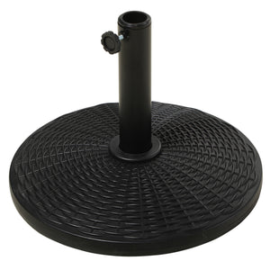 25 lbs Market Umbrella Base Holder 17.5" Round Parasol Stand with Rattan Design for Patio, Outdoor, Backyard, Black