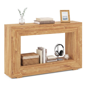 47 inches 2-Tier Farmhouse Console Table with Open Storage Shelf for Living Room-Natural