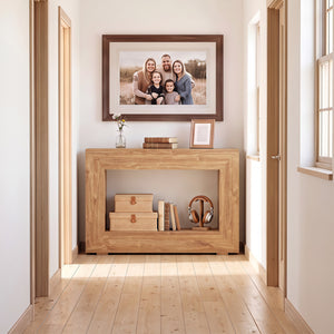 47 inches 2-Tier Farmhouse Console Table with Open Storage Shelf for Living Room-Natural view 7