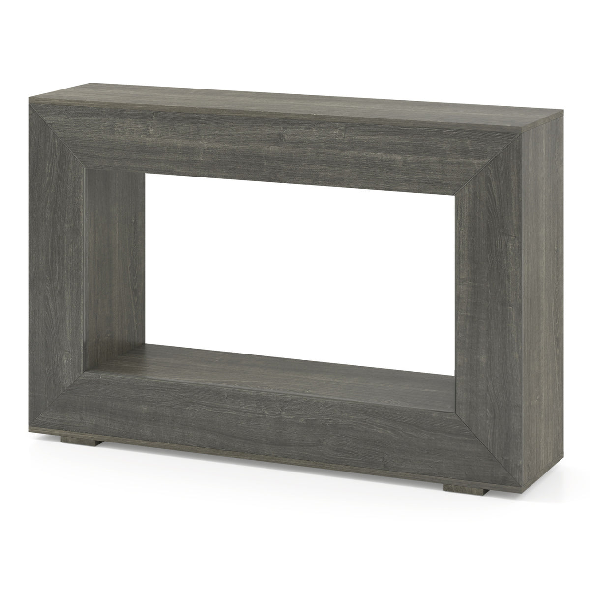 47 inches 2-Tier Farmhouse Console Table with Open Storage Shelf for Living Room-Oak view 4