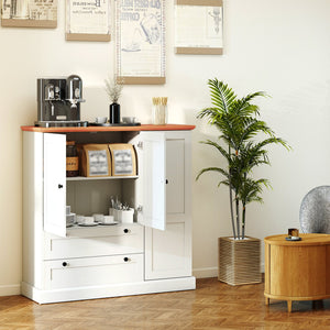 47.5 Inch Kitchen Freestanding Storage Cabinet with 3 Doors and 2 Large Drawers-White view 7