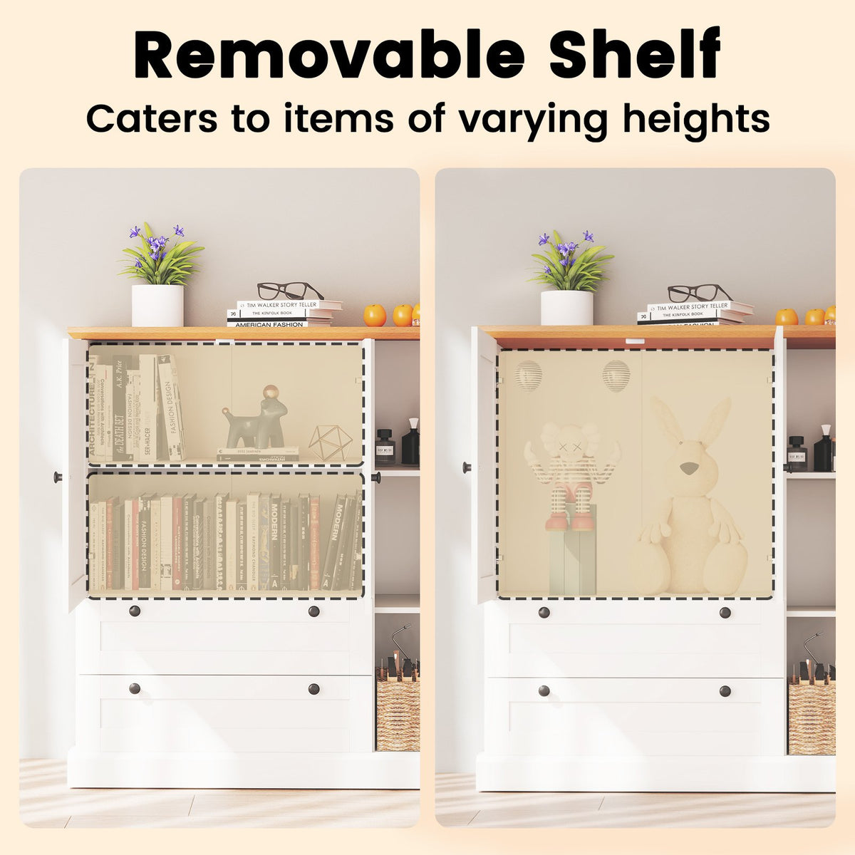 47.5 Inch Kitchen Freestanding Storage Cabinet with 3 Doors and 2 Large Drawers-White view 9