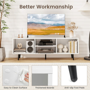 47.5 Inches TV Stand for 55-Inch TV with Compartments and Metal Legs-White view 6