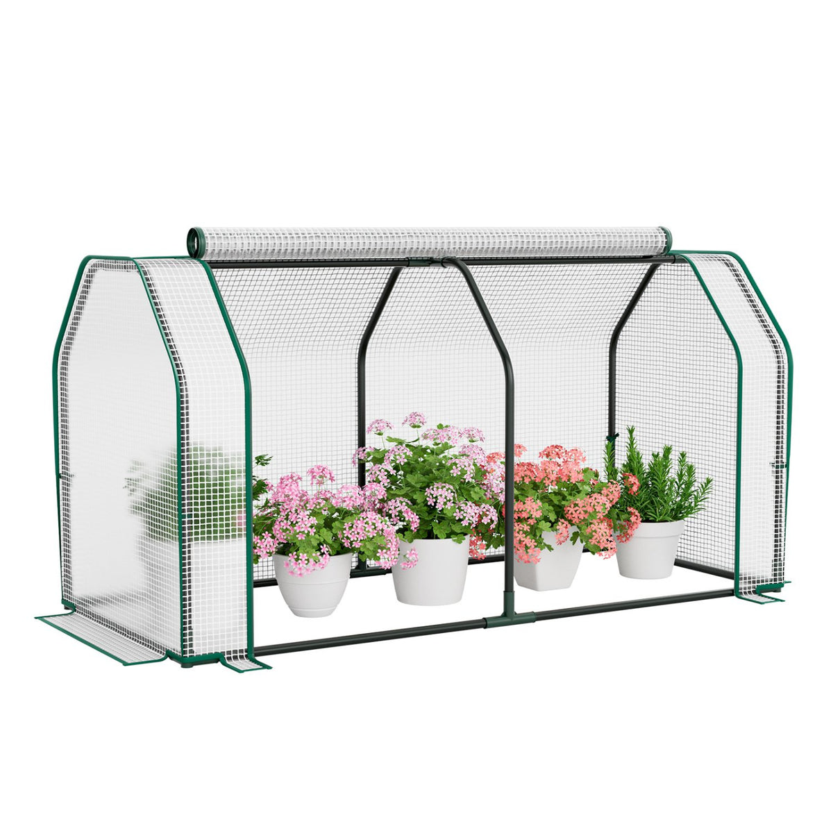 47.5 x 21.5 x 24 Inch Outdoor Mini Greenhouse with Roll-up Zipper Door