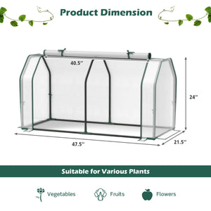 47.5 x 21.5 x 24 Inch Outdoor Mini Greenhouse with Roll-up Zipper Door view 4