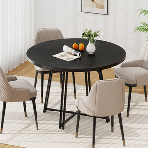 47 Inch Dining Table for 4-6 People Round Kitchen Table with Cross Base-Black view 3
