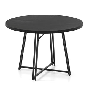 47 Inch Dining Table for 4-6 People Round Kitchen Table with Cross Base-Black view 4