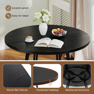 47 Inch Dining Table for 4-6 People Round Kitchen Table with Cross Base-Black view 8