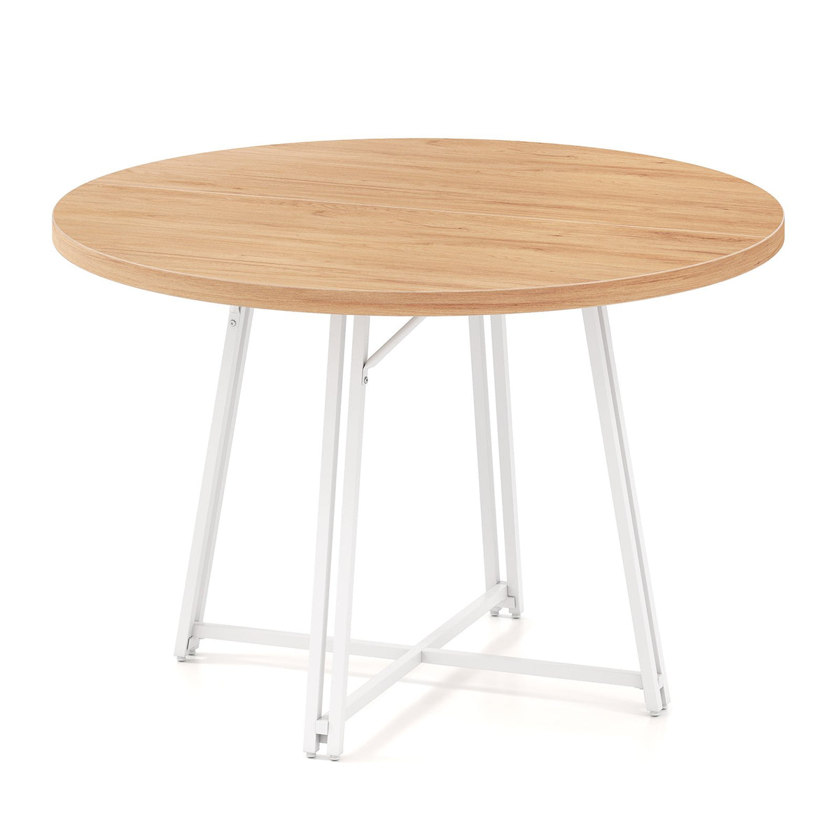 47 Inch Dining Table for 4-6 People Round Kitchen Table with Cross Base-Natural