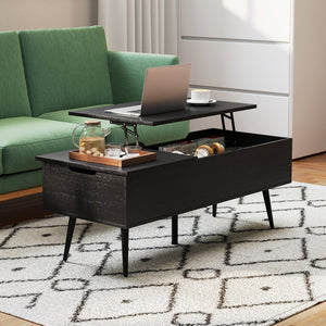 47 Inch Lift Top Coffee Table with 2 Hidden Compartments-Black view 7