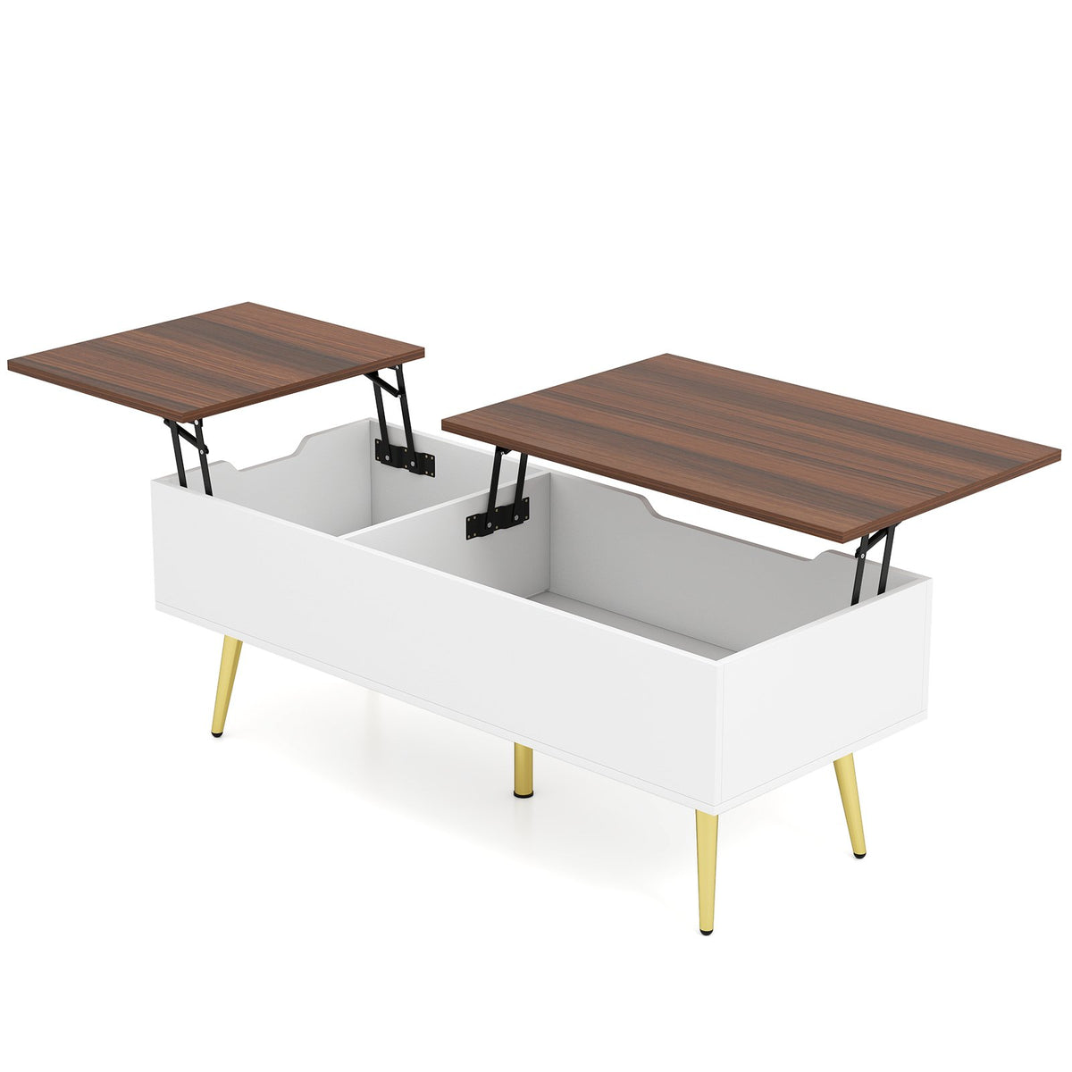 47 Inch Lift Top Coffee Table with 2 Hidden Compartments-Walnut view 4