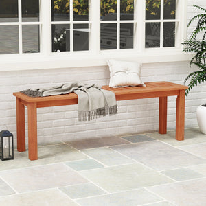 47 Inch Patio Wood Bench with Slatted Seat 2-Person view 2