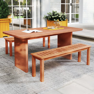 47 Inch Patio Wood Bench with Slatted Seat 2-Person view 5