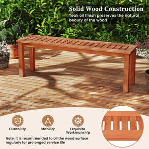 47 Inch Patio Wood Bench with Slatted Seat 2-Person view 6