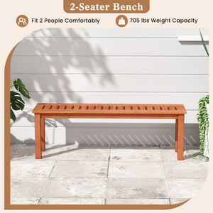 47 Inch Patio Wood Bench with Slatted Seat 2-Person view 8