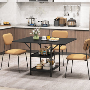 47 Inch Rectangular Dining Table with 2 Open Storage Shelves and Sturdy Metal Legs for 4-6-Black view 2