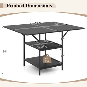 47 Inch Rectangular Dining Table with 2 Open Storage Shelves and Sturdy Metal Legs for 4-6-Black view 5