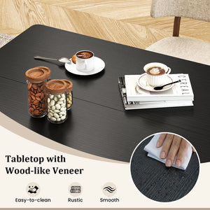 47 Inch Rectangular Dining Table with 2 Open Storage Shelves and Sturdy Metal Legs for 4-6-Black view 8