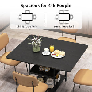 47 Inch Rectangular Dining Table with 2 Open Storage Shelves and Sturdy Metal Legs for 4-6-Black view 9