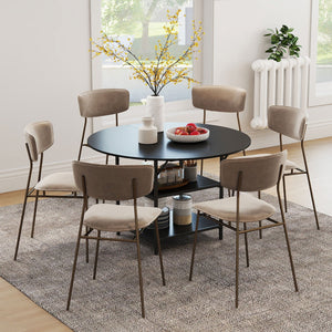 47 Inch Round Dining Table for 4-6 People Large Kitchen Table with 2-Tier Storage Shelves-Black view 2