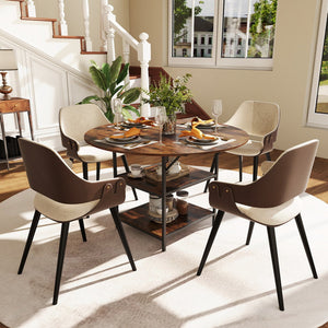 47 Inch Round Dining Table for 4-6 People Large Kitchen Table with 2-Tier Storage Shelves-Rustic Brown view 6
