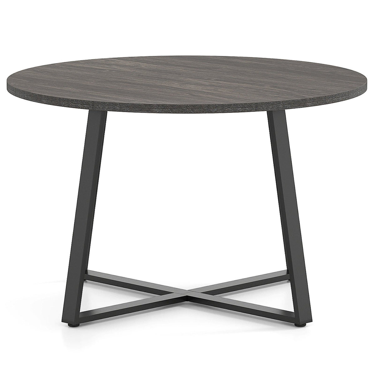 47 Inch Round Dining Table with Stable X-shaped Base and Round Thickened Tabletop-Grey view 4