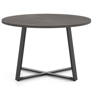 47 Inch Round Dining Table with Stable X-shaped Base and Round Thickened Tabletop-Grey view 4