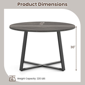 47 Inch Round Dining Table with Stable X-shaped Base and Round Thickened Tabletop-Grey view 5