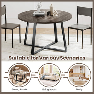 47 Inch Round Dining Table with Stable X-shaped Base and Round Thickened Tabletop-Grey view 9