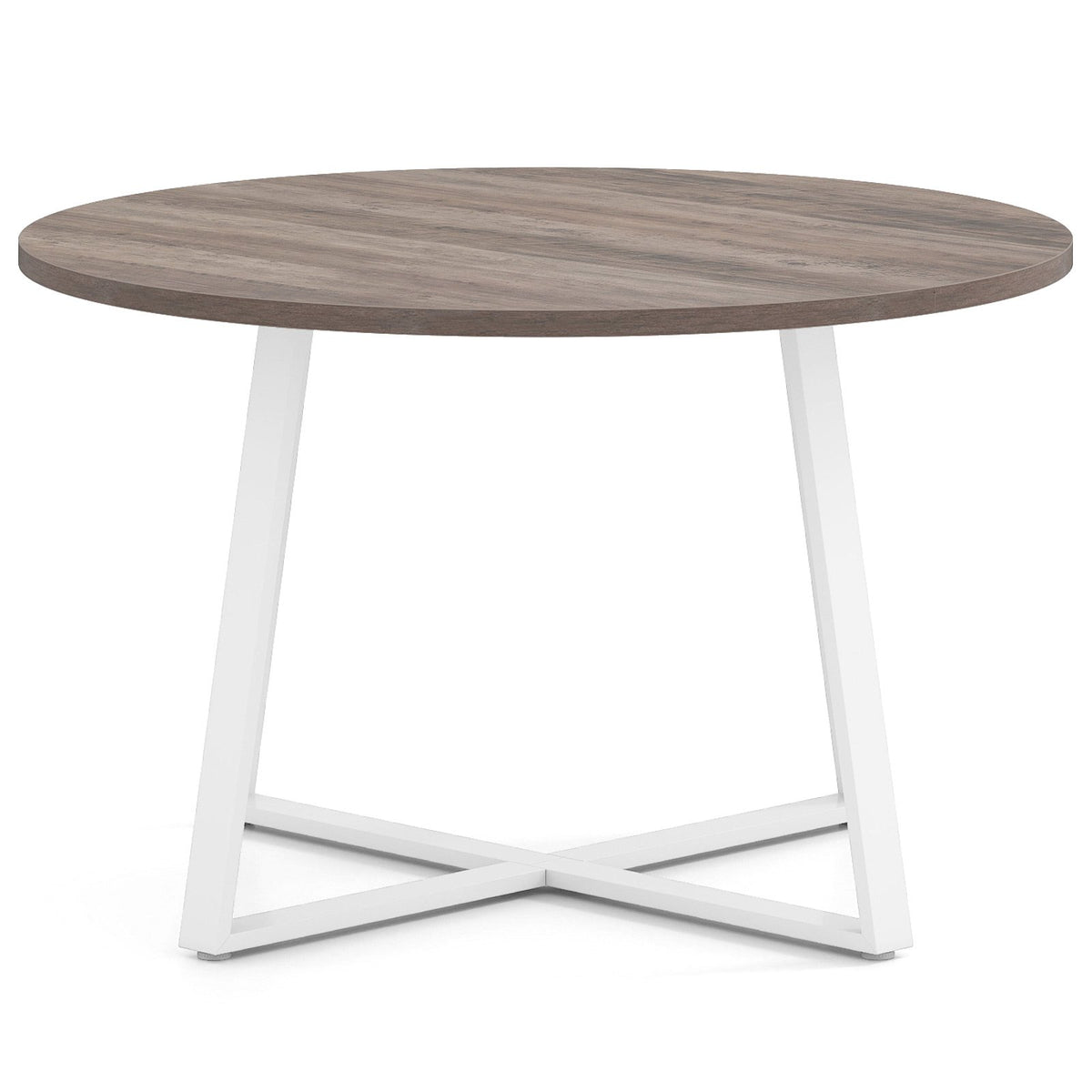 47 Inch Round Dining Table with Stable X-shaped Base and Round Thickened Tabletop-Natural view 3