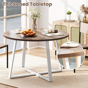 47 Inch Round Dining Table with Stable X-shaped Base and Round Thickened Tabletop-Natural view 5