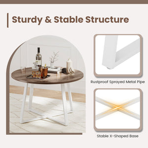 47 Inch Round Dining Table with Stable X-shaped Base and Round Thickened Tabletop-Natural view 7