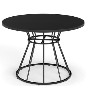 47 Inches Round Dining Table for 4 Farmhouse Kitchen Table with Wooden Tabletop-Black view 4