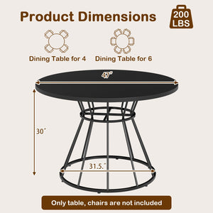 47 Inches Round Dining Table for 4 Farmhouse Kitchen Table with Wooden Tabletop-Black view 5