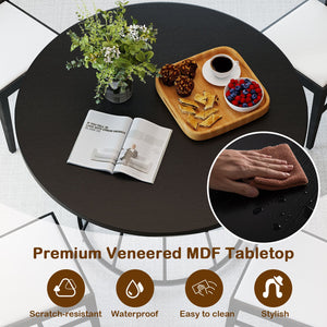 47 Inches Round Dining Table for 4 Farmhouse Kitchen Table with Wooden Tabletop-Black view 8