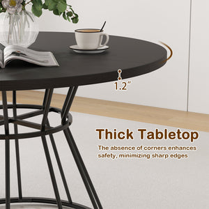 47 Inches Round Dining Table for 4 Farmhouse Kitchen Table with Wooden Tabletop-Black view 9