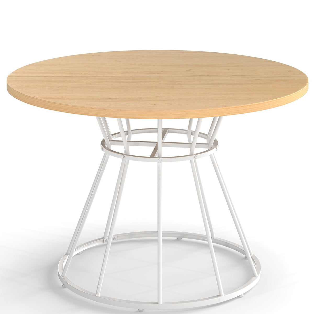 47 Inches Round Dining Table for 4 Farmhouse Kitchen Table with Wooden Tabletop-Natural
