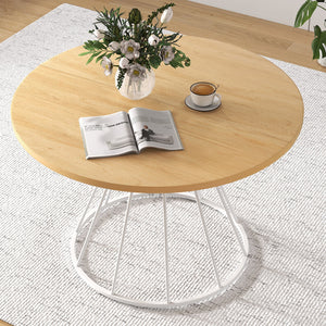 47 Inches Round Dining Table for 4 Farmhouse Kitchen Table with Wooden Tabletop-Natural view 2