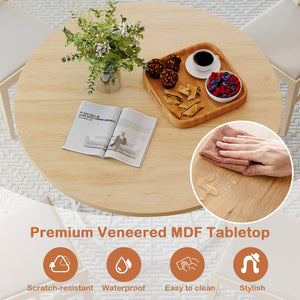 47 Inches Round Dining Table for 4 Farmhouse Kitchen Table with Wooden Tabletop-Natural view 8
