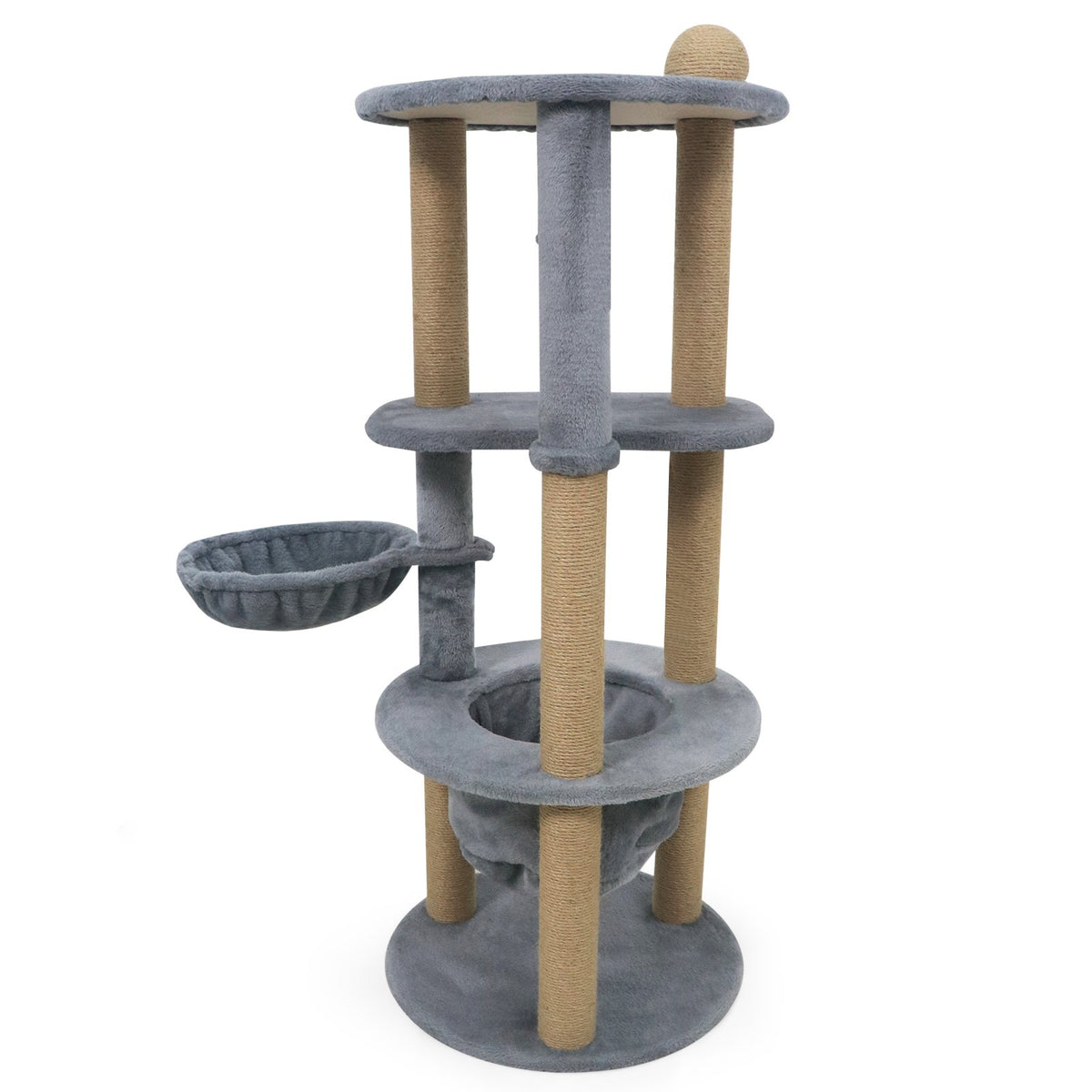 47 Inches Tall Cat Tower with Cat Nest and Scratching Posts-Gray view 4