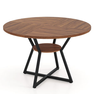 47 inches Round Dining Table for 4 with Storage Shelf-Brown view 4