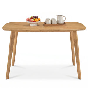 47 inches Solid Wood Dining Table for 4 People with Rounded Edges-Natural