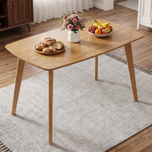 47 inches Solid Wood Dining Table for 4 People with Rounded Edges-Natural view 2